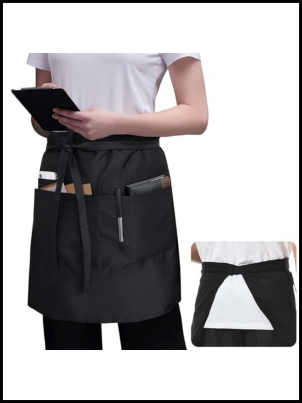 Waterproof Server Waist Apron 3 Pockets 34x18 Bistro Restaurant Bar